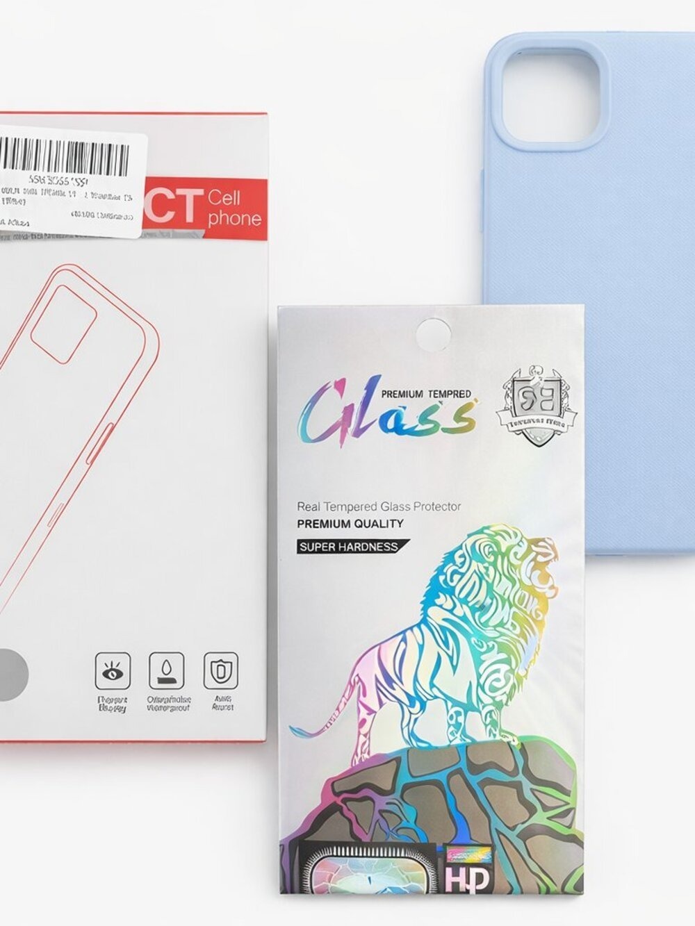 iPhone 14 Plus Case Light Blue Tempered Glass Bundle